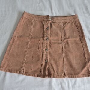Denim&Co A-Line Button-Front Skirt - Peach